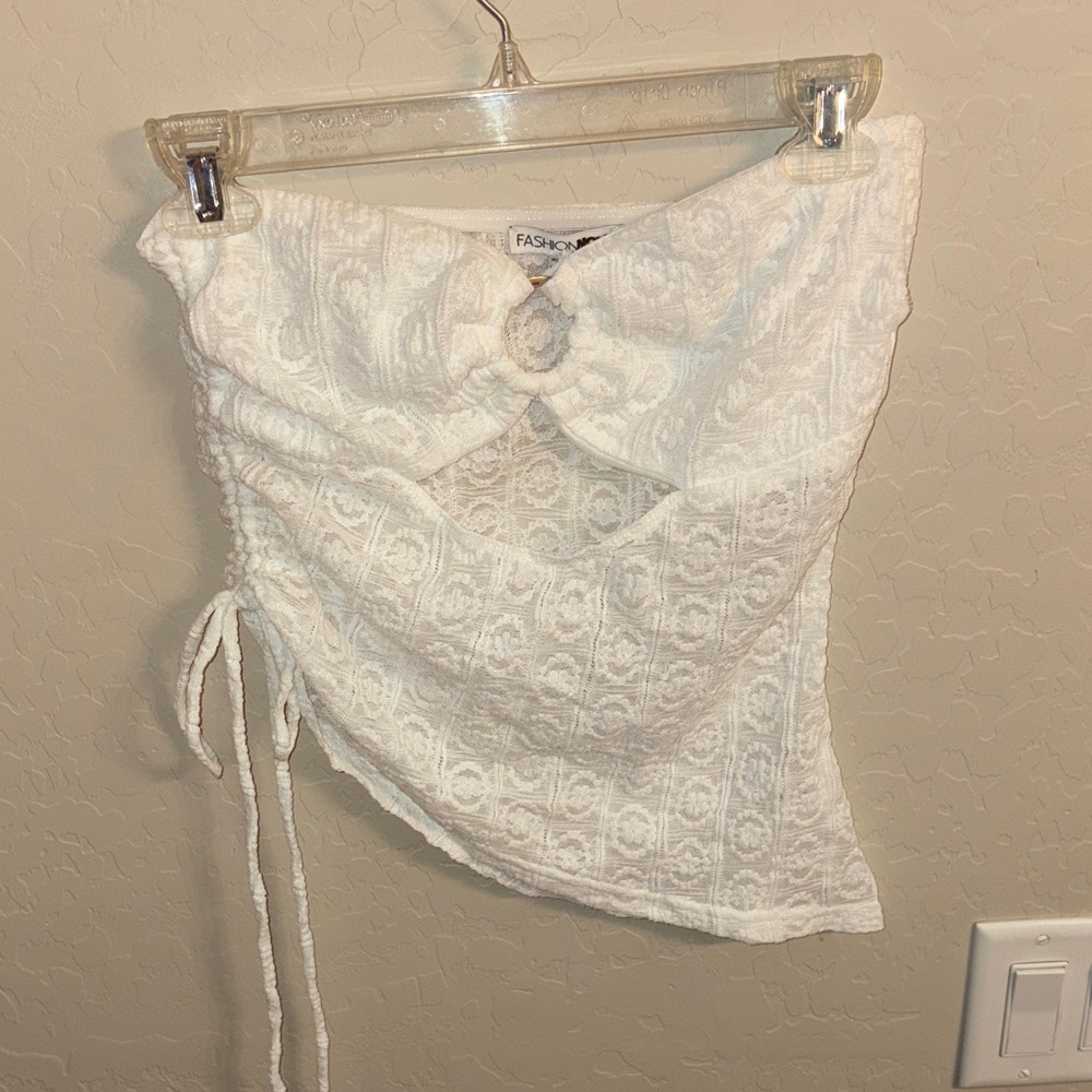 Fashion Nova Lace Detail Top in Cream